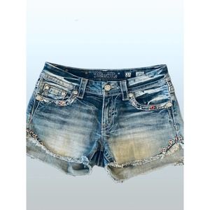 MISS ME Beaded Embellished Standard Easy Jean Shorts  Size 27